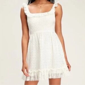 NWT Lulus White Eyelet Mini Dress Sz XL